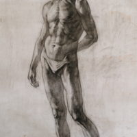 Miehen alaston malli, hiili, 2000.