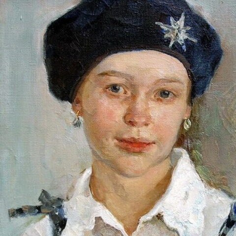 Blue girl take oil, canvas, 50x40 cm, 1997