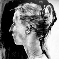 Self-portrait, ink on paper, 50 x 40 cm.